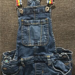 Denim Kids Overalls with Rainbow Straps